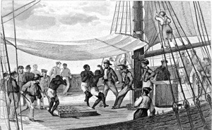 Esclaves africains embarqués sur un navire 19e-sicle