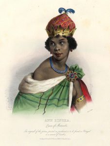 Illustration du peintre français Achille Devéria représentant Njinga Mbandi, 1830s
